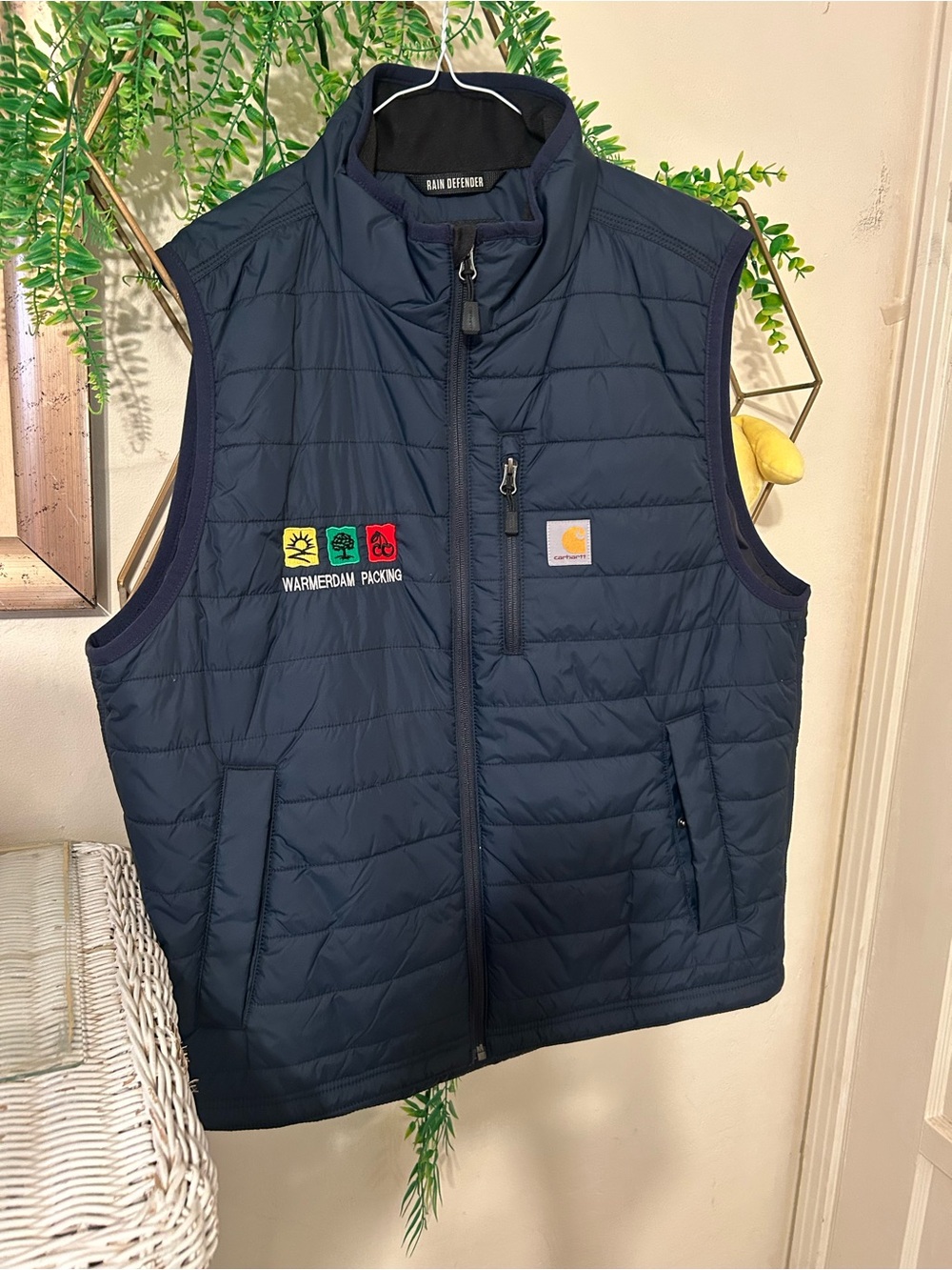 Carhartt Navy Quilted Insulated puffer Vest with Patch Logos